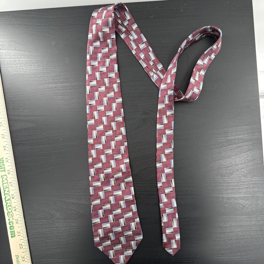 Burgundy Geometric Abstract Necktie Vintage Art Deco‎ Woven Men's Tie